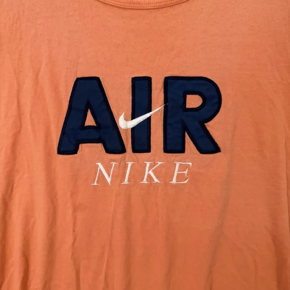 Vintage 90s Nike Tank Top Air Logo Sz XXL Orange Retro Made in USA Swoosh Beach